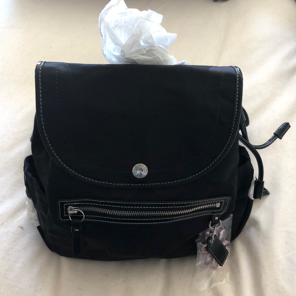 Black Fabric Coach Backpack